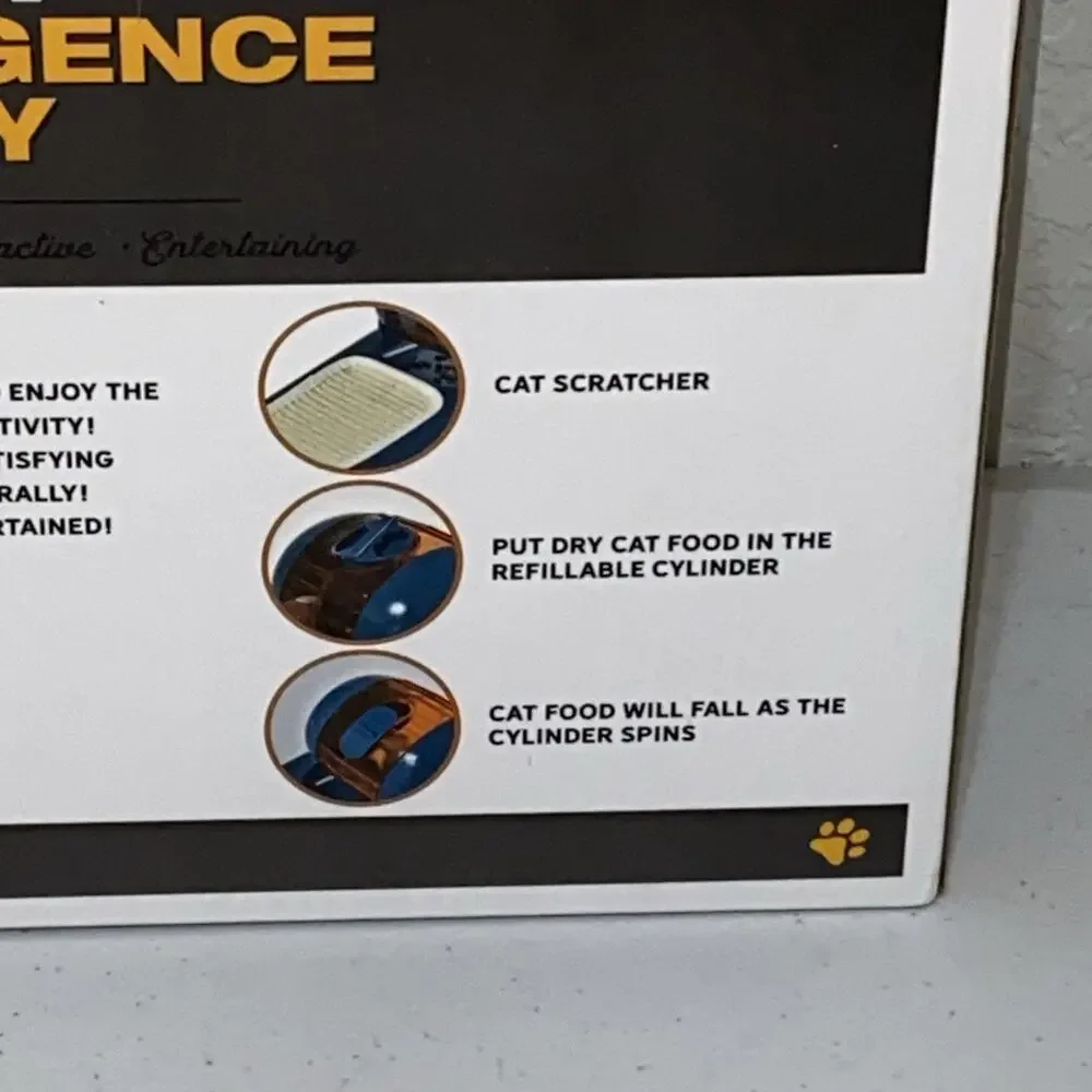 Pet Intelligence Toy Cat Scratcher Pat Dry Food Cylinder‎ Feeder Interactive NEW